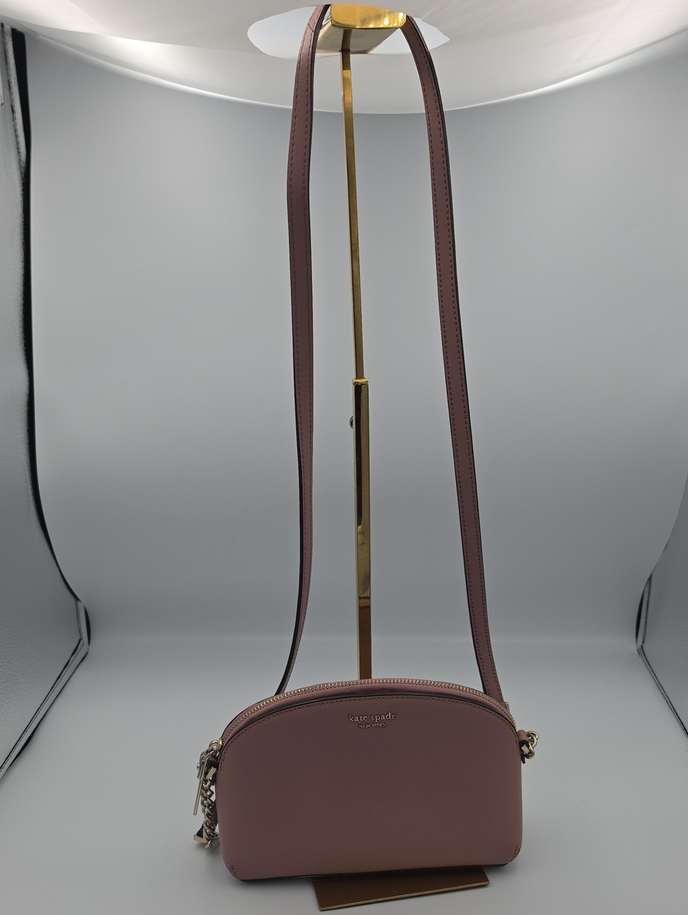 Kate Spade Mauve Pink Leather Small 2 Pocket Strap Chain Crossbody (EUC) 💖
